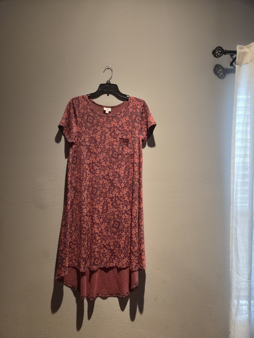 LuLaRoe Pink Floral Pocket Short-Sleeve Swing Dress